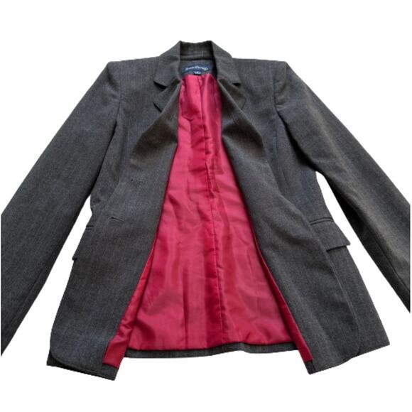 Evan Picone Suit Blazer Gray Pinstripe Faux Flap Pockets Blazer Jacket Size 6 - Picture 9 of 13